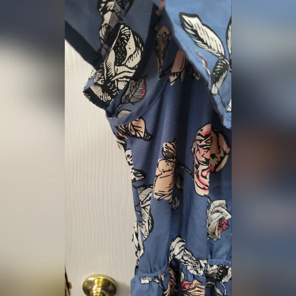 Blue Floral Off-Shoulder Mini Dress - Picture 8 of 10